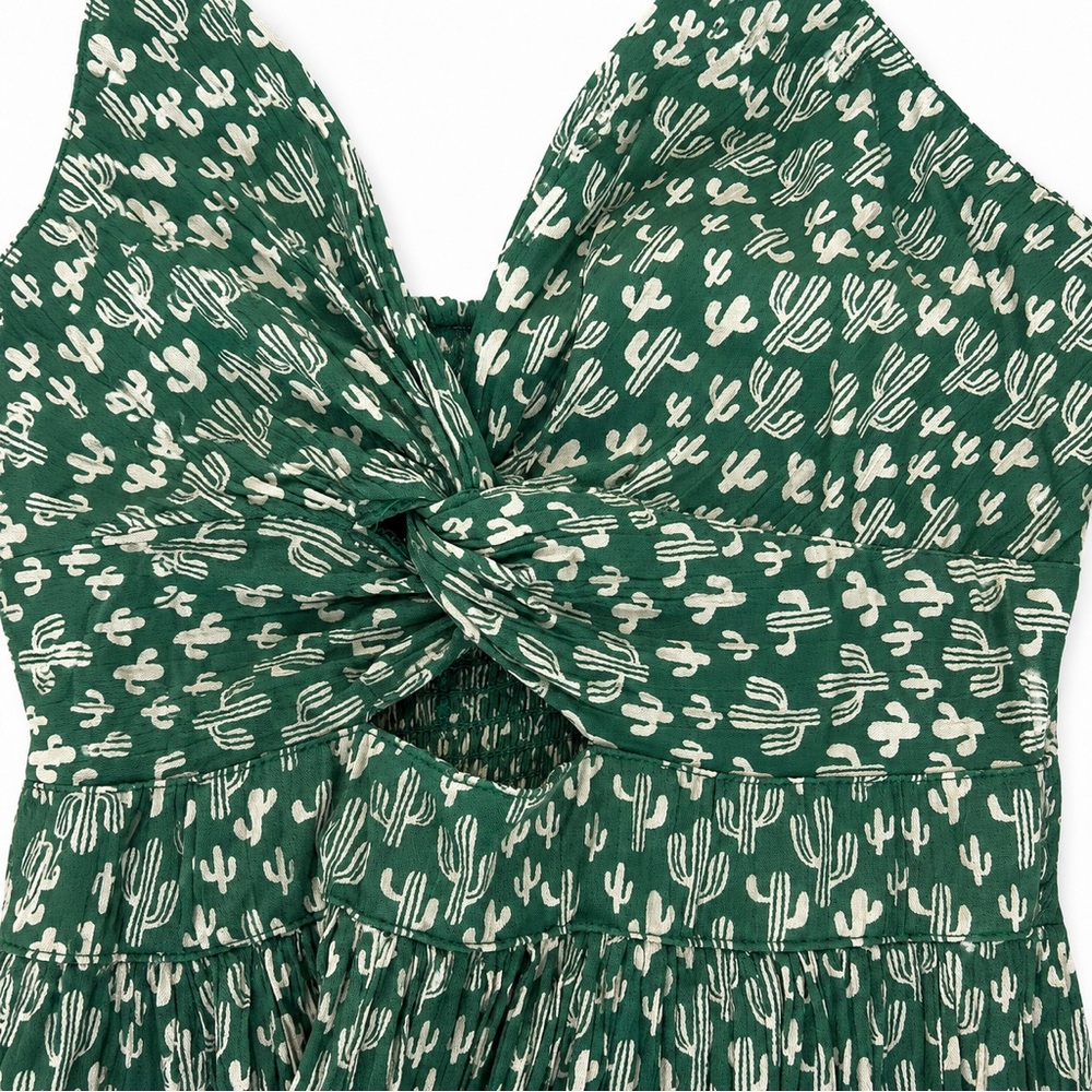 Angie Green Cactus 🌵 Print Cutout Midi Dress Festival Western Boho Large - Picture 4 of 7